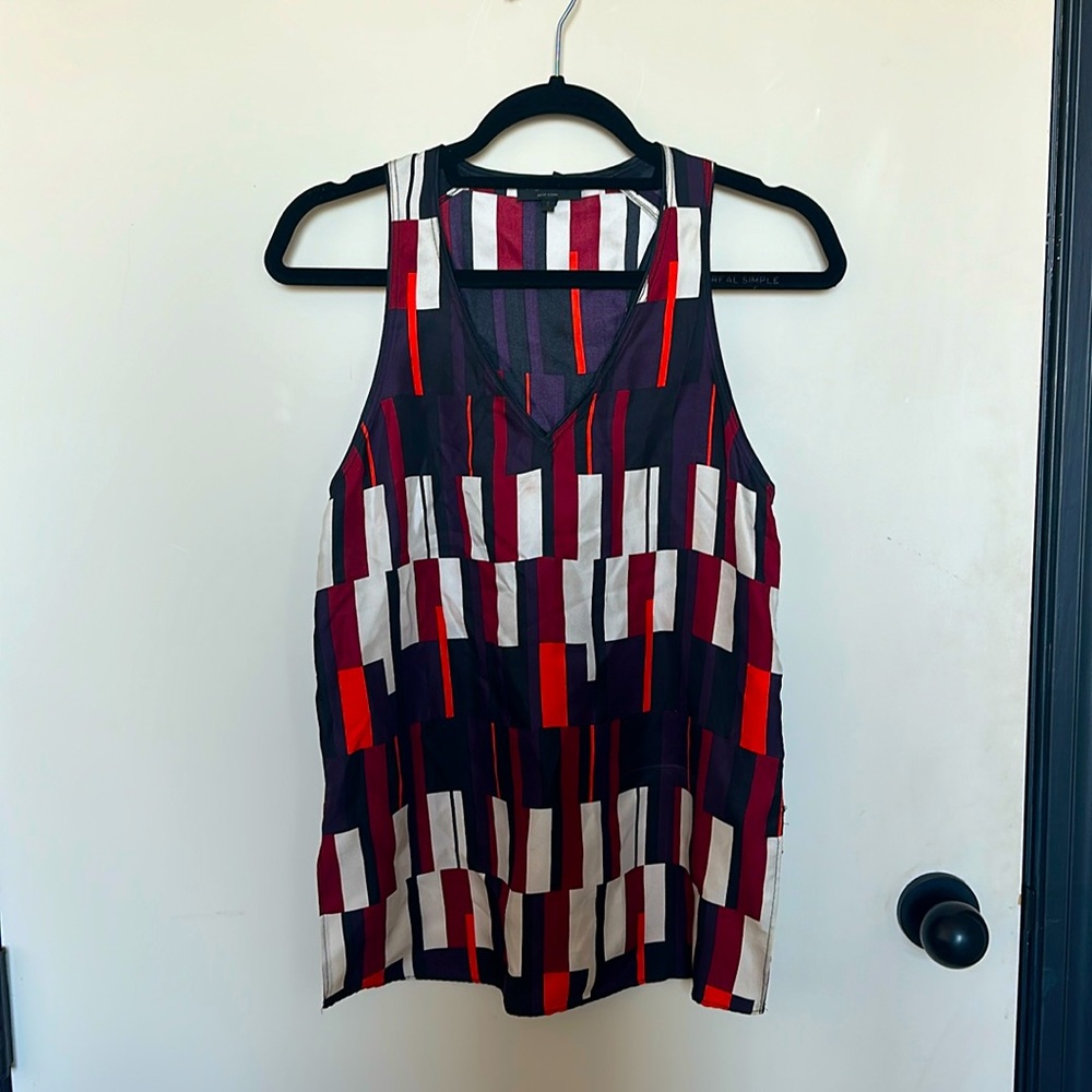 Rag & Bone Geometric Patterned Racerback Silk Top, size S